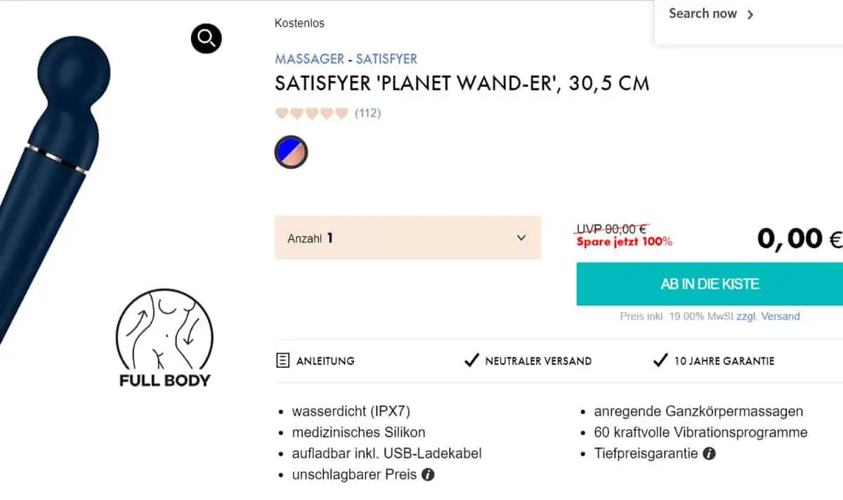 EIS DE Satisfyer Planet Wand er Massager 6 Gratisartikel für 0