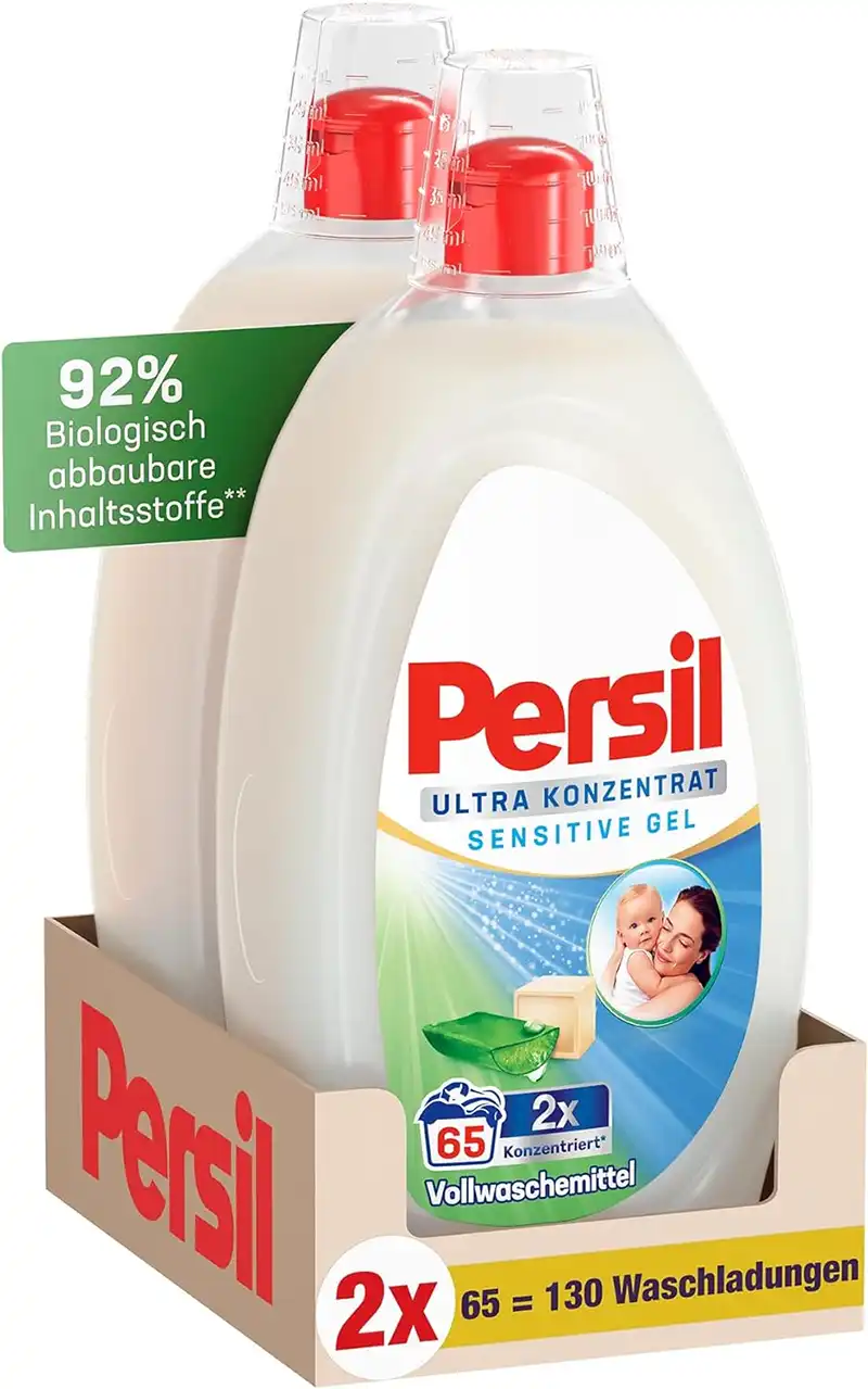 2er Pack Persil Ultra Konzentrat Sensitive Gel 130 WL für 18 35 inkl