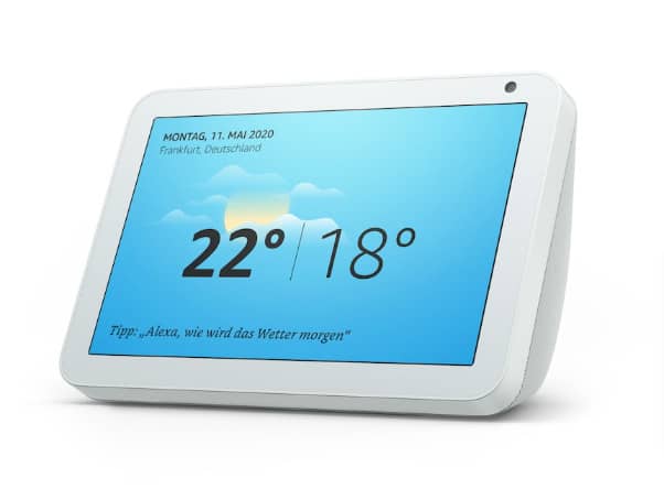 Amazon Echo Show 8 Smart Display Mit 8 Zoll Hd Bildschirm Und Alexa Sandstein Cyberport