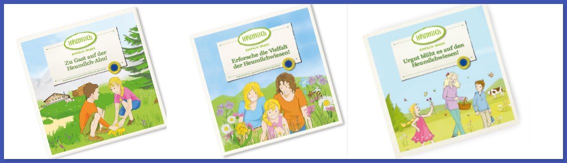 Gratis: Kinderbücher und Rezepthefte von Heumilch z.B. Kinderbuch „Winter am Heumilchbauernhof!“