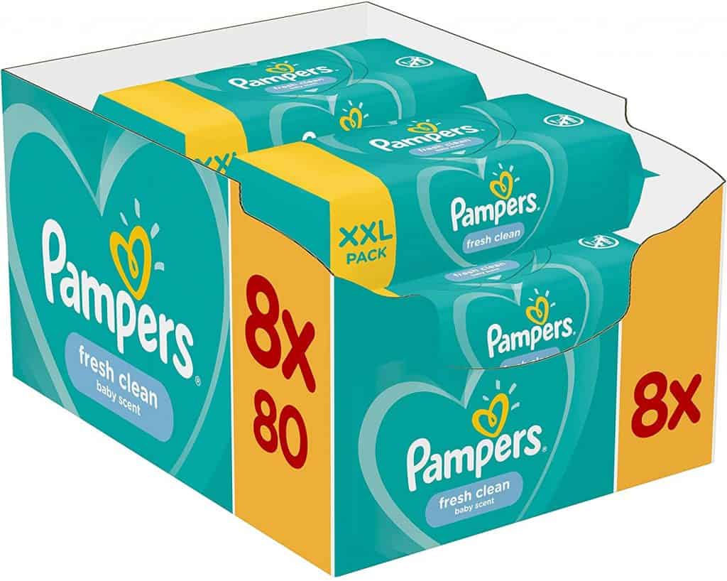 Pampers Fresh Clean Feuchttücher 8er Pack mit 640 Feuchttücher (8x80 Tücher) ab 8,88 € inkl. Prime-Versand