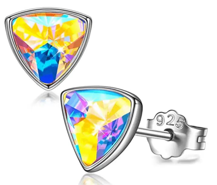 Sellot Ohrringe Silber 925 Funkelnde Sterne Serie mit Kristallen von Swarovski dreieck