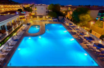 Pool View after sunset summer 2015 Delfinia Resort Kolymbia • HolidayCheck Rhodos Griechenland