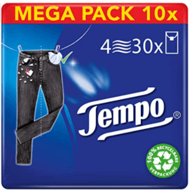 Tempo Original Taschentuecher Mega Pack 10 Packungen 30 Paeckchen X 10 Tuecher Amazon De Drogerie Koerperpflege