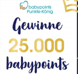 Babymarkt Gewinnspiel: Hauptpreis 25.000 Babypoints + 25 Punkte (in Wert von 0,25 €) garantiert
