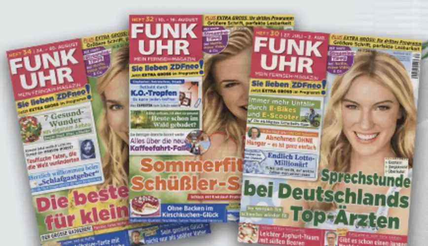 Gratis: „FUNK UHR“ oder „Super TV“ (Printausgaben)  4 Wochen kostenlos (selbstkündigend)