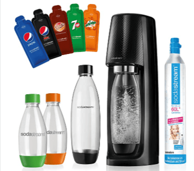 Sodastream Easy Wassersprudler Set Vorteilspack Pepsi Mit Co2 Zylinder 2X 1 L Pet Flasche 2X 0 5 L Pet Flasche 5X Pepsi Sirupproben Schwarz Amazon De Kueche Haushalt Wohnen