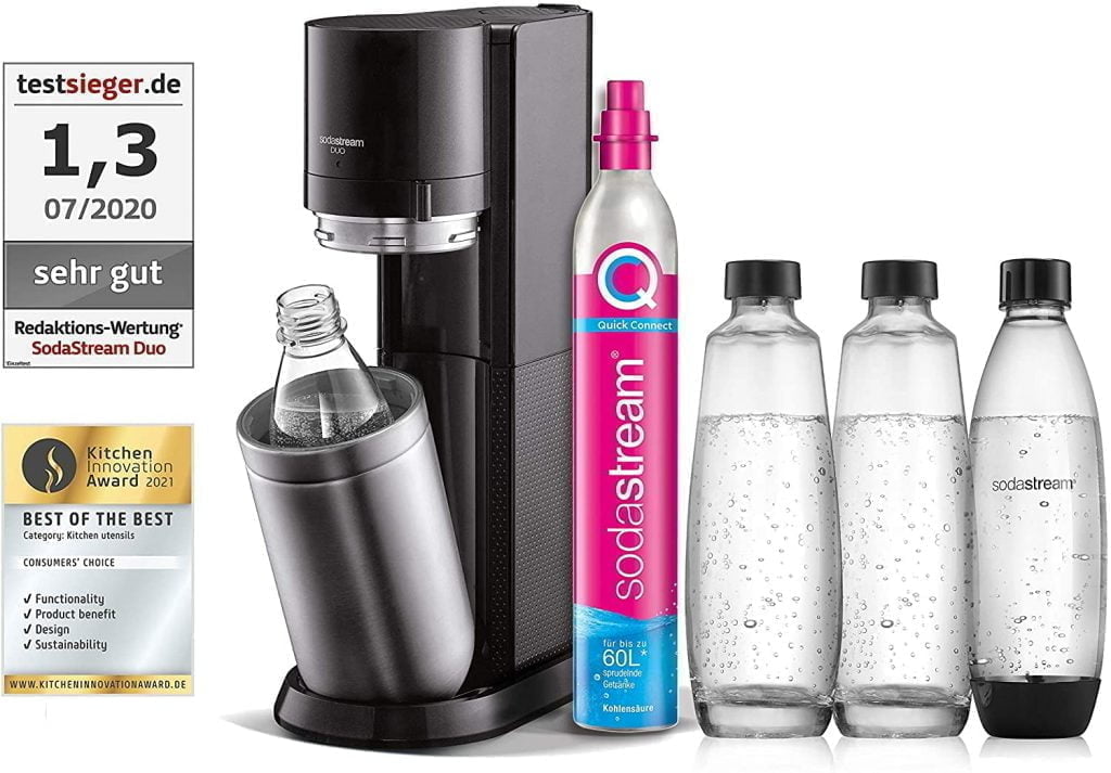 SodaStream Wassersprudler DUO mit 4 Flaschen und CO2-Zylinder für 99,99 € inkl. Versand (statt 142,99 €)