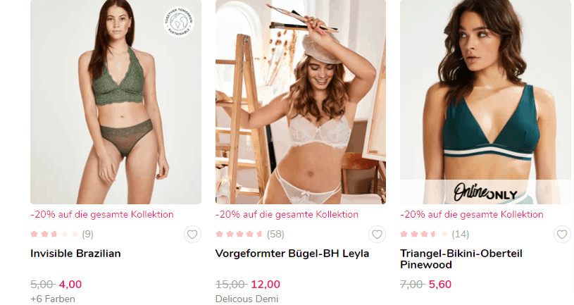 Hunkemöller Big Sexy Sale bis zu 50 % Rabatt auf BHs, Slips, Nachtwäsche + 15 % extra Rabatt
