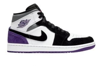 Air Jordan 1 Mid „PURPLE HEEL“ Sneaker [Gr. 42 bis 51,5] für 104,66 € inkl. Versand statt 129,95 €
