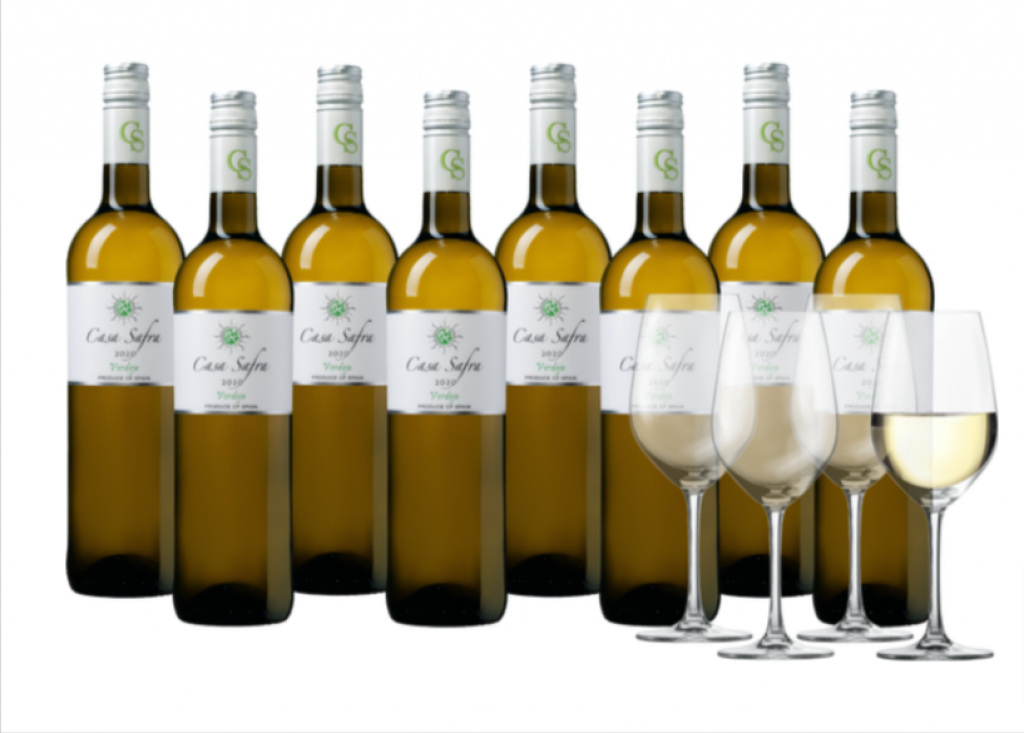 Weinvorteil: Casa Safra Verdejo Weißwein 8 Flaschen + 4 Schott Zwiesel Weingläser für 44,99 € inkl. Versand