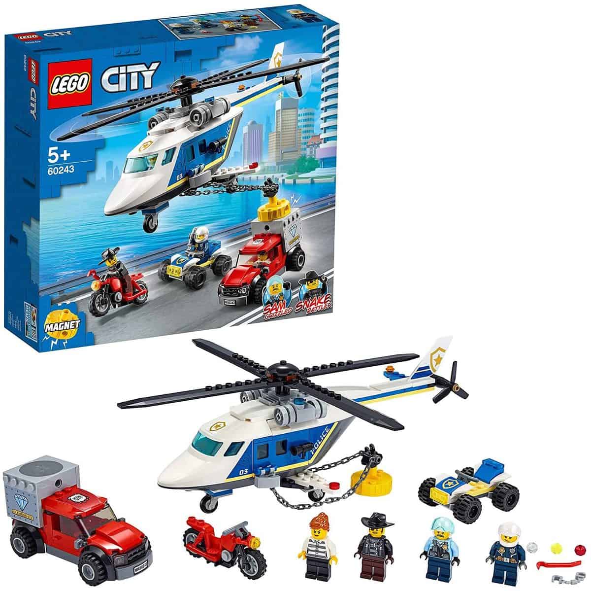LEGO (60243) City Verfolgungsjagd mit dem Polizeihubschrauber, Quad, Motorrad und Pickup - für 14,99 € [Prime] statt 16,99 €