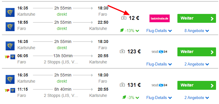 Faro Portugal: Hin und Rückflug von Karlsruhe (Januar 2022) für 12,00 € p.P