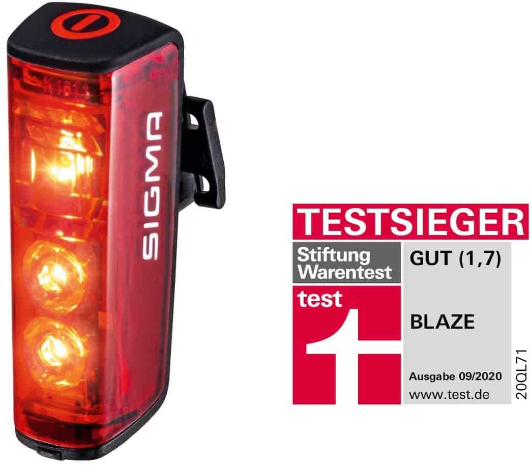 SIGMA SPORT - Blaze - LED Fahrradlicht (StVZO zugelassen, bis zu 7h Akku, mit Bremslicht-Funktion) - für 14,99 € [Prime] statt 18,49 €