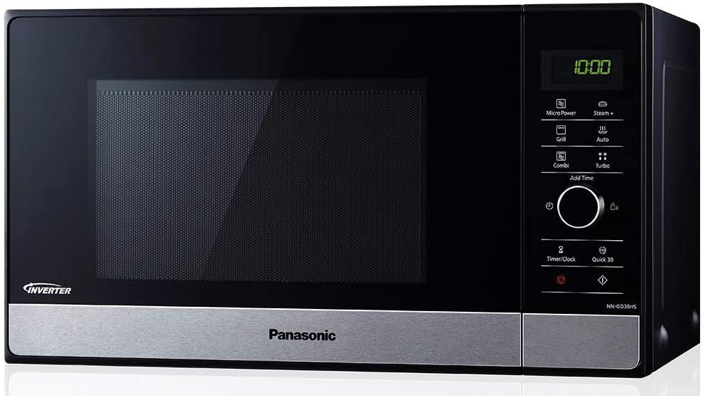 Panasonic NN-GD38HSGTG Mikrowelle mit Grill (1000 W, Dampfgarer, Pizza-Pfanne, 23 Liter) - für 114,50 € inkl. Versand statt 177,44 €