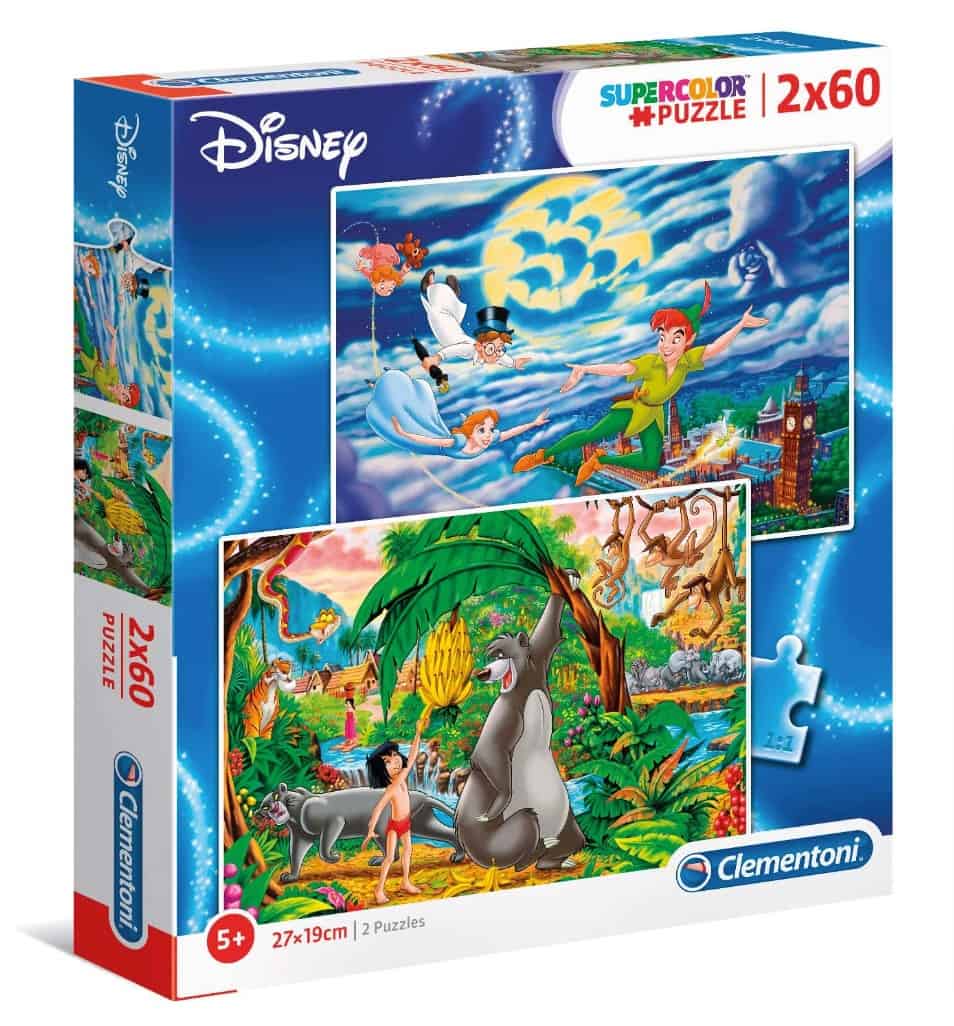 Clementoni 21613 Supercolor Disney Classic – Puzzle 2 X 60 Teile Ab 5 Jahren Buntes Kinderpuzzle Mi