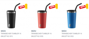MIZU Tumbler 16 Trinkbecher (2 Farben) für 4,72 € zzgl. 3,99 € Versand