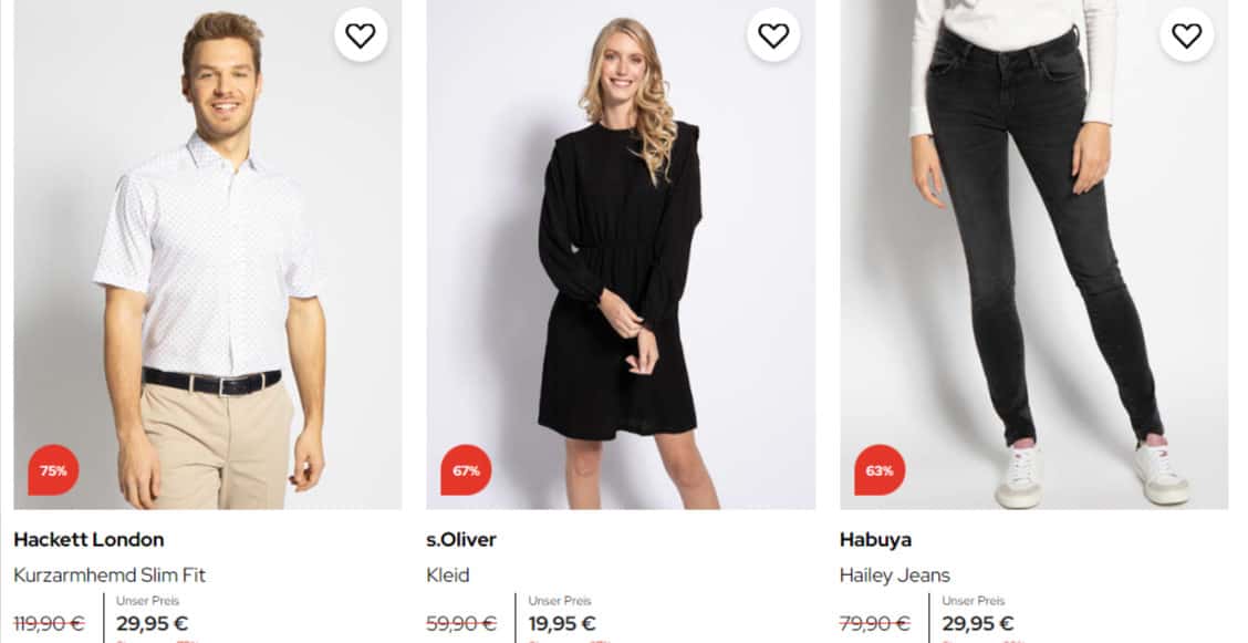 Dress for Less Sale: bis zu 80 % Rabatt + 15 % Extra-Rabatt + Gratis Versand [MBW 29,90 €]