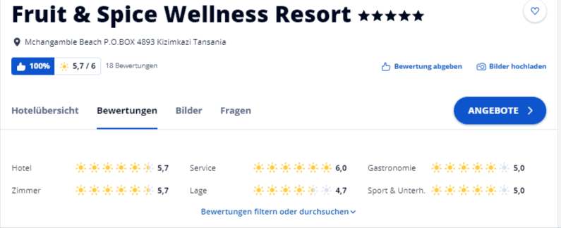 Sansibar 😍 7 Tage im 5* Fruit & Spice Wellness Resort mit Vollpension für 479,00 €