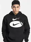 Nike – Swoosh – Kapuzenpullover in Schwarz mit grossem Swoosh Logo ASOS