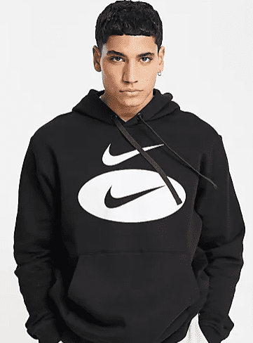 Nike – Swoosh – Kapuzenpullover In Schwarz Mit Grossem Swoosh Logo Asos
