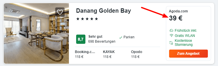 Vietnam: 5* Da Nang Golden Bay, mit 24 Karat vergoldetem Infinity-Pool, ab 39 € pro Nacht zu zweit inkl. Frühtück