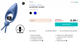 Eis DE: Satisfyer Sniper Penisring & 6 Gratisartikel für 0 € (MBW 29,95 €) 🍨