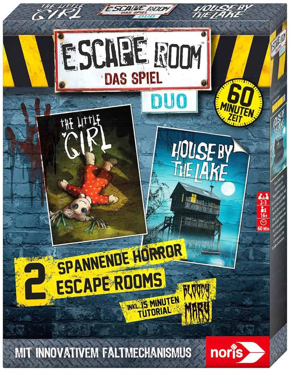 Escape Room Duo Horror Gesellschaftsspiel inkl. 2 Fällen und Promo Fall mit neuartigem Falt-Mechanismus - für 9,99 € [Prime] statt 16,98 €