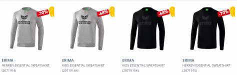 Erima Essential Herren & Kinder Sweatshirt (Gr. S bis 3XL) für 16,27 € inkl. Versand