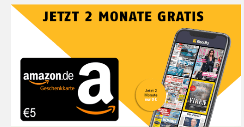 Gratis 🔥 2 Monate Readly + 5,00 € Amazon Gutschein [Neukunden] Tägliche News und tausende Magazine
