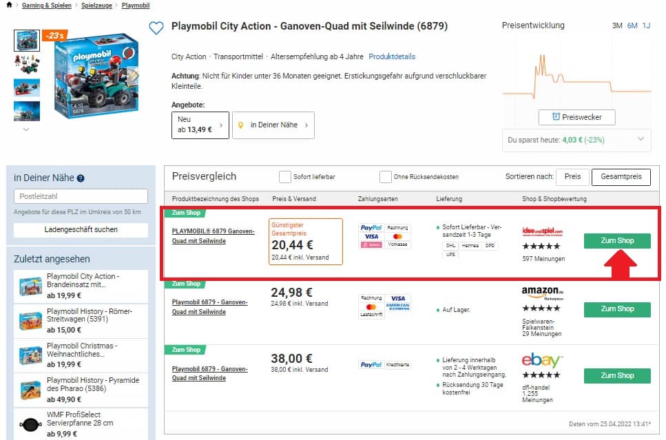 Playmobil City Action - Ganoven-Quad mit Seilwinde (6879) - für 20,44 € inkl. Versand statt 24,98 €