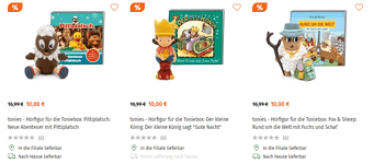 Müller: Tonies Hörfiguren ab 10,00 € bei Abholung