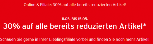 Ernstings Family Sale: bis zu 50 % Rabatt + 30 % Extra-Rabatt auf alle bereits reduzierten Artikel