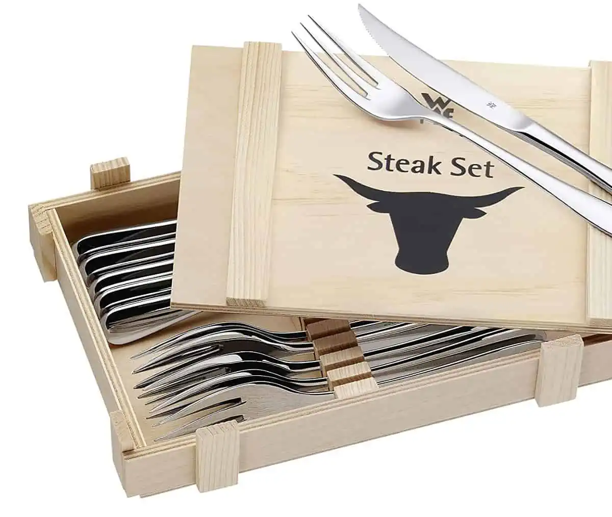 WMF Steakbesteck 12tlg. in Holzkiste für 28,19 € inkl. Versand (statt 79,99 €)