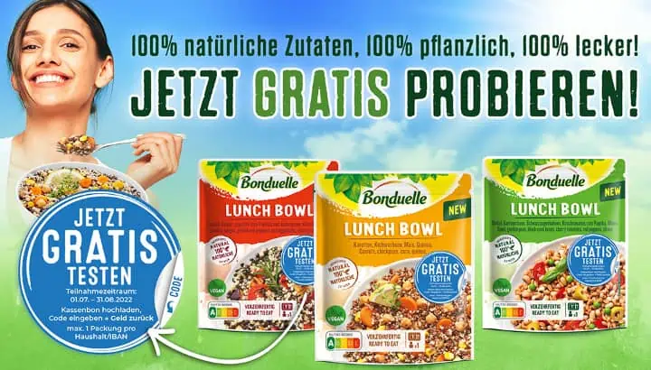 Gratis Testen: Bonduelle Lunch Bowl (100% Cashback – mit Aktionssticker)