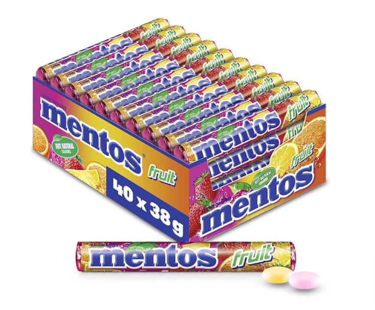 Mentos Fruit Dragees 40 Rollen Bonbons Frucht Geschmack Mit Orange Zitrone Erdbeere Multipack Kaubonbons Amazon De Lebensmittel Getraenke