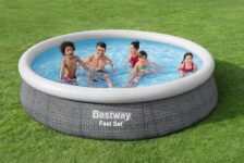Bestway Fast Set Aufstellpool Set O x cm Rund Schiefergrau kaufen bei OBI
