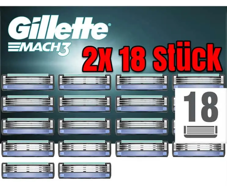 36 Gillette Mach3 Systemklingen für 43,90 € inkl. Versand statt 73,00