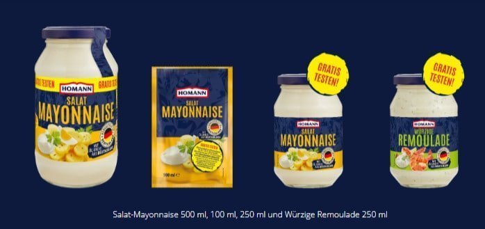 Gratis Testen: Homann Salat-Mayonnaise oder würzige Remoulade