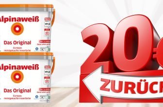 Alpina Geld Zurück Aktion: 2 x 10 L Alpinaweiß Aktionseimer kaufen und 20 € Cashback erhalten