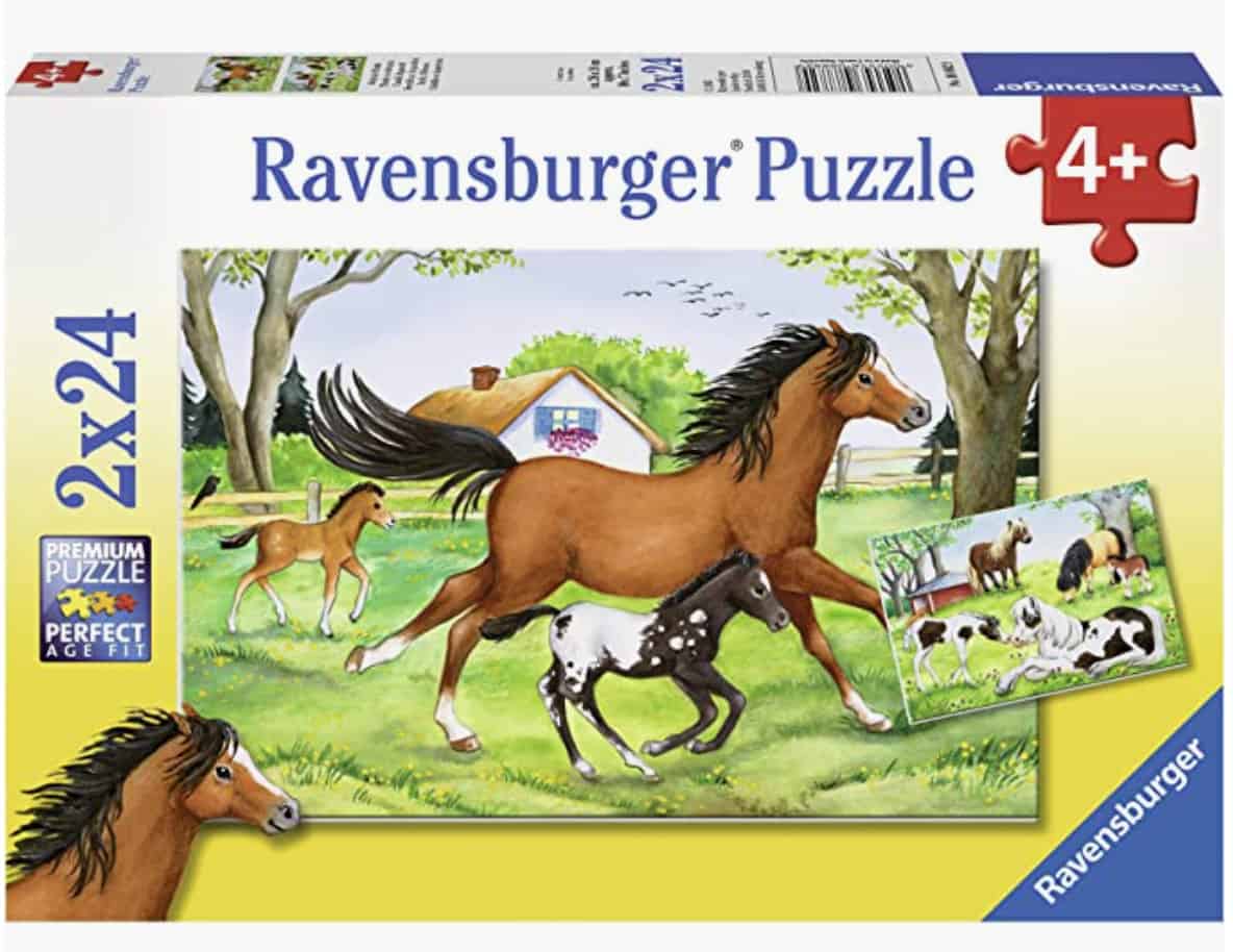 Ravensburger Kinderpuzzle 08882 Welt Der Pferde Puzzle Fuer Kinder Ab 4 Jahren Mit 2X24 Teilen