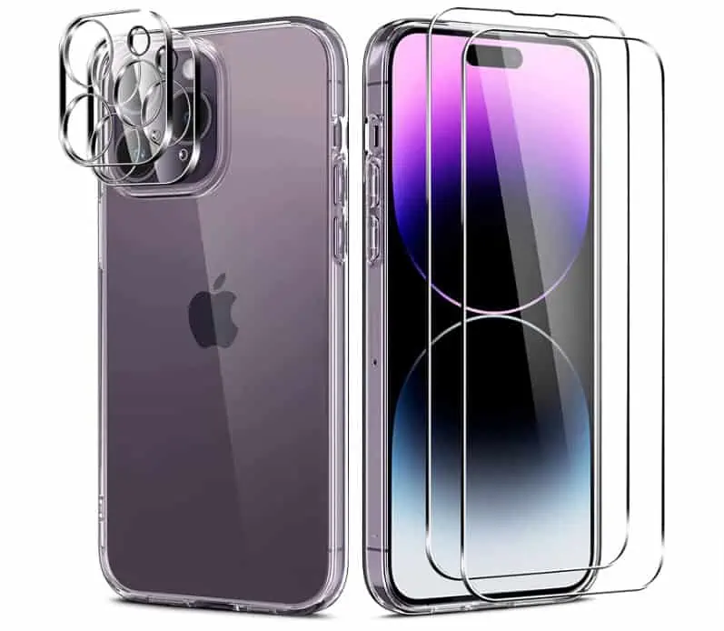 iLiebe Handyhülle Kompatibel mit iPhone 14 Pro Hülle mit 2 Stück Panzerfolie und 2 Stück Kamera Schutzfolie für 2,78 € inkl. Prime-Versand (statt 9,29 €)