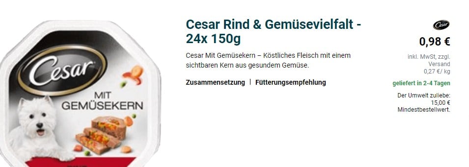 Cesar Rind Gemuesevielfalt 24X 150G Guenstig Kaufen Zoo24 De