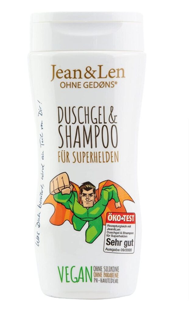 Jean & Len Duschgel & Shampoo Superhelden für Kinder, ohne Parabene und