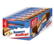 Knoppers NussRiegel – 24 x 40g – Schokoriegel mit Milch und Nugatcreme Haselnuessen Karamell und V 1