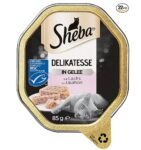 Sheba Delikatesse in Gelee – Hochwertiges Katzen Nassfutter – Geschnetzeltes mit Lachs –