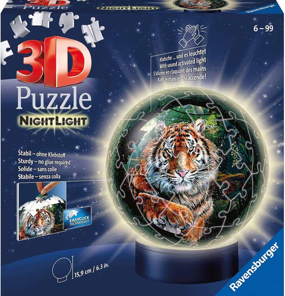 Ravensburger 3D Puzzle - Nachtlicht Puzzle-Ball Raubkatzen