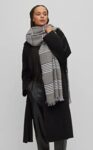 BOSS Damen Lacosy Gemusterter Oversize Schal aus Bambusfaser Mix Grau Stck Amazon de Fashion