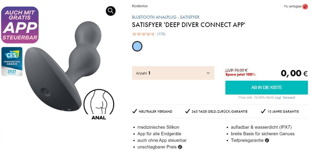 Satisfyer Deep Diver Bluetooth Analplug