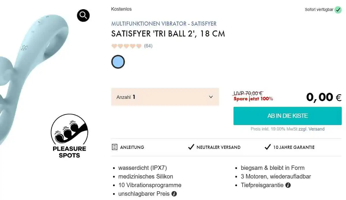 Eis De Satisfyer Tri Ball 2 Multifunktionen Vibrator And 6 Gratisartikel Für 0 € Mbw 2995 € 🍨